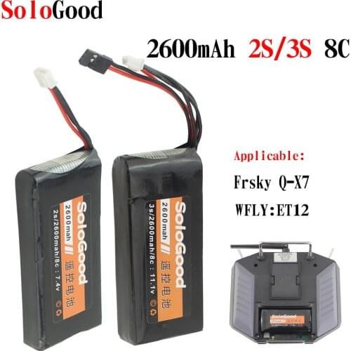 SoloGood Battery 2600mAh 2S 3S 8C 7.4V/11.1V Remote Control Lipo Battery for WFLY ET12 Frsky Q-X7