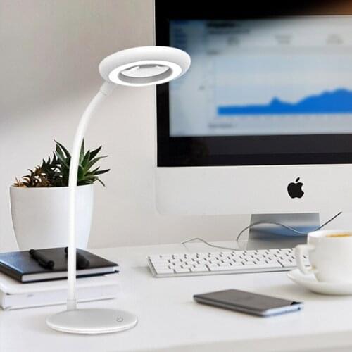 White USB Rechargeable Dimming Wireless Touch Switch At Night Student Office Worker Eye Protection Reading LED Desk Lamp