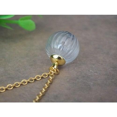 Free ship!! 14mm Pumpkin stripe ball shape glass globe pendant with cap /glass vial fashion pendant glass bottle necklace