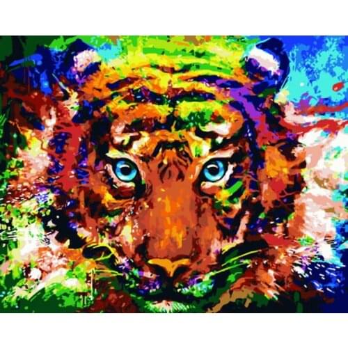 Frameless picture oil painting by numbers wall decor diy painting on canvas for home decor 4050 colorful tiger