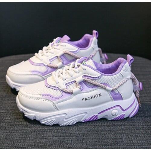 Children Shoes For Girls Sneakers Kids Sneakers Girls Casual Shoes Lace-up Breathable Mesh School Footwear Anti-slippery Spring