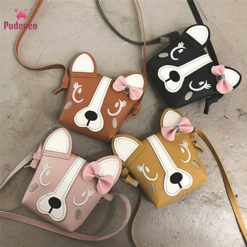 Pudcoco Child Girl Cute Dog Bow Leather Backpacks Bowknot Crossbody Messenger Shoulder Bag Purse 2020 New