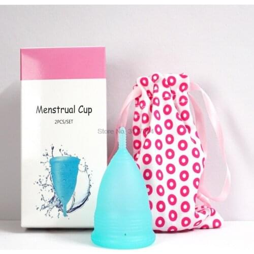 DHL 50set 2pc/set Menstrual Lady Cup Feminine Hygiene Reusable Period Menstrual Cup Health Care Suit
