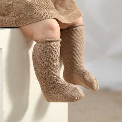 0-5Years Girls Cotton Socks Knee High Breathable Children Long Socks Boys Mesh Sock Hollow Out Soft Newborn Infant Floor Socks