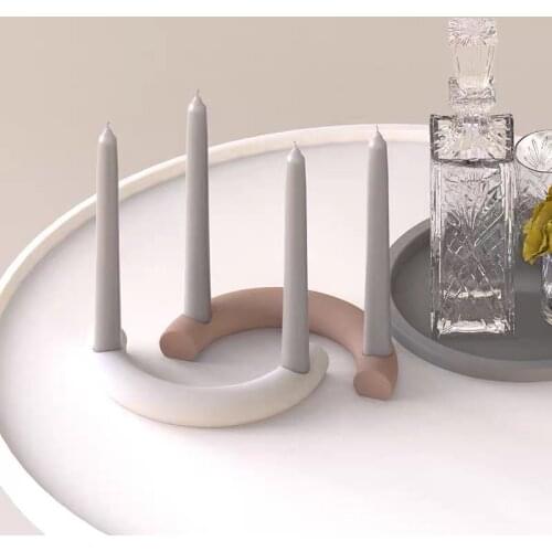 Curved Candle Holder Concrete Mold Cement Candlestick Silicone Mold Morandi Style Home DIY Plaster Candle Holder Mold