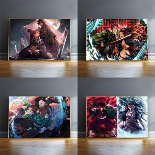 Kimetsu No Yaiba Tanjirou Nezuko Anime Decorative Wall Art Posters and Prints Cuadros Home Design Decoration Picture