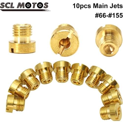 SCL MOTOS 10pcs M6 6mm Thread Moto Carburetor Main Jets Kit #66-#155 Injector Nozzle For Dellorto PHBH PHBL FRD PHF VHB VHSH New