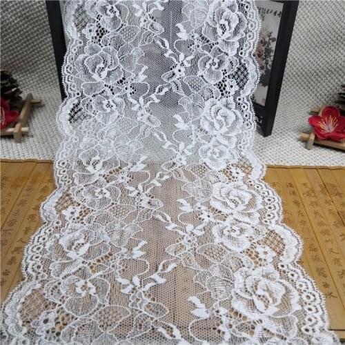 RR1008 18.5CM Soft elastic lace accessories white stretch hand fabric lace hem dress material lace