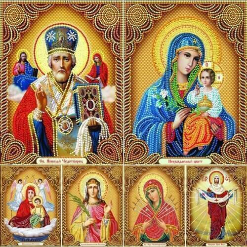 5D DIY Diamond Painting Full Square Religious Icons Set Embroidery Diamond Mosaic Religion Art Picture of Rhinestones Home Decor