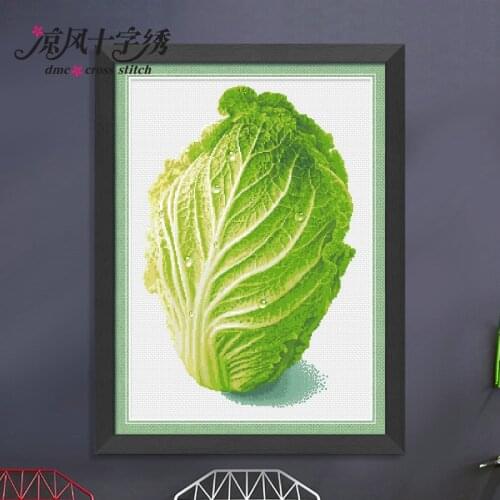 Chinese cabbage cross stitch kit DMC brand thread animal dog count canvas fabric embroidery handmade needlework