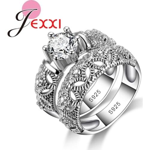 CZ Engagement Wedding Ring Set 925 Sterling Silver Rings For Women/Girls Wedding Promise Ring Bridal Vintage Jewelry