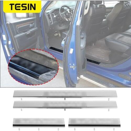 TESIN Car Door Sill Strip Guard Scuff Plate Covers Thresholds for Dodge Ram 2010-2020 Car Accessories