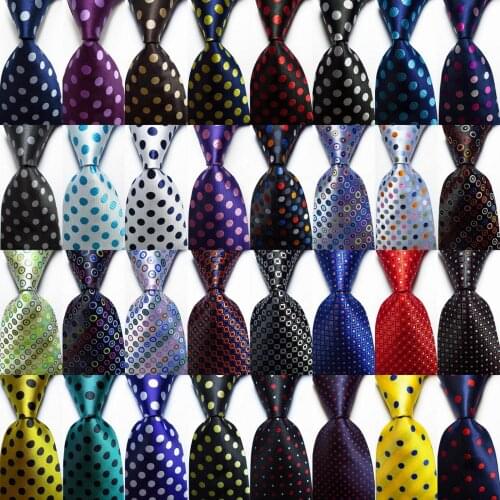 New Fashion Dot Tie Mens 9 cm Silk Necktie Set Gold Green Pink JACQUARD WOVEN 100% Silk Mens Tie Necktie