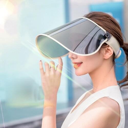 Summer Women Visor Empty Top Sun Hat Wide Large Brim Face Sunscreen Cap Riding Hats UV Protection Cap Foldable Beach Travel