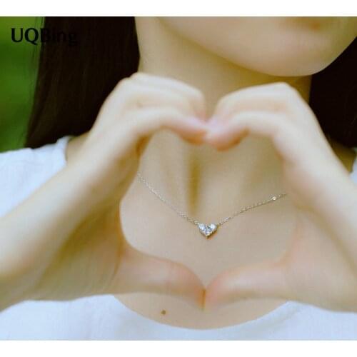 Wholesale 925 Sterling Silver Necklaces Zirconia Heart Pendants&Necklaces Jewelry Collar Colar de Plata