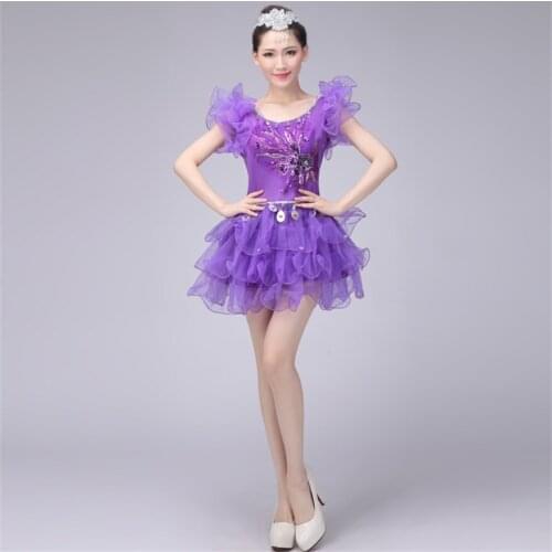 Female new modern dance dress dress skirt adult sequined square dance dance clothing TB772