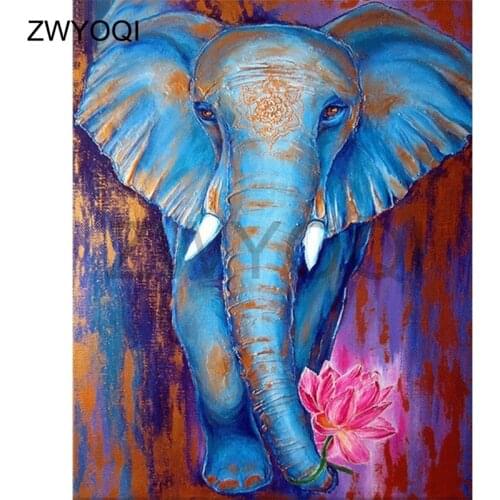 Full Round Diamond painting Cross stitch Elephant lotus Full Square Diamond embroidery Elephant lotus DIYDiamond mosaic Elephant