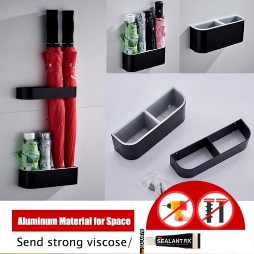 Black Portable Wall Mounted Umbrella Stand Rack Solid Color Umbrella Storage Holder Shelf for Home Office Umbrella Holder
