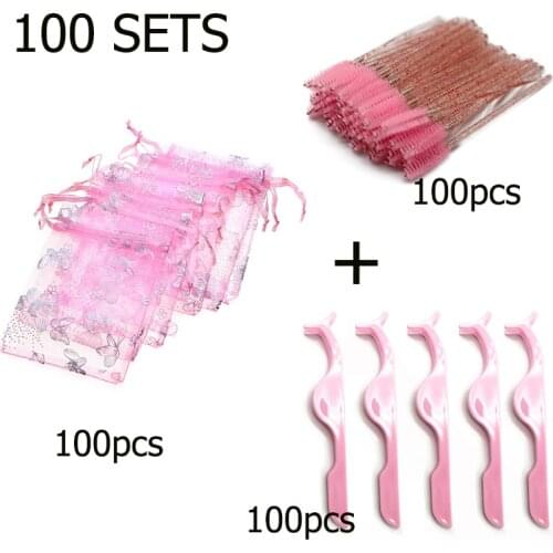 Eyelash Extension Supplies Butterfly Eye Lash Packaging Gift Bags with Lashes Brushes and Tweezers Grafting Eyelash Tools Kit