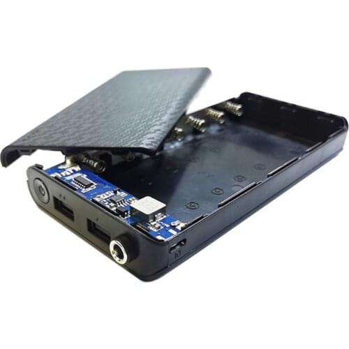 Durable Dual USB Output DIY 7x18650 Battery Case DC Output 9V/12V Plastic Charging Box Non-removable Power Bank Shell