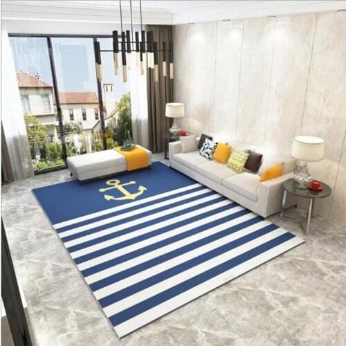 Simple achor carton Nordic living room carpet bedroom bed children play soft coral velvet rug rectangular sofa table mat tapis