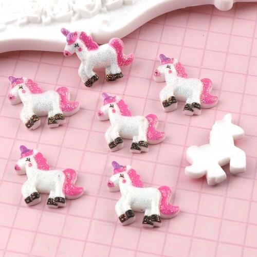 Pink Color 20pcs Resin Miniature Kawaii Hot Selling Candy Horse Resin Flat Back Cabochons For Phone Decoration Scrapbooking DIY