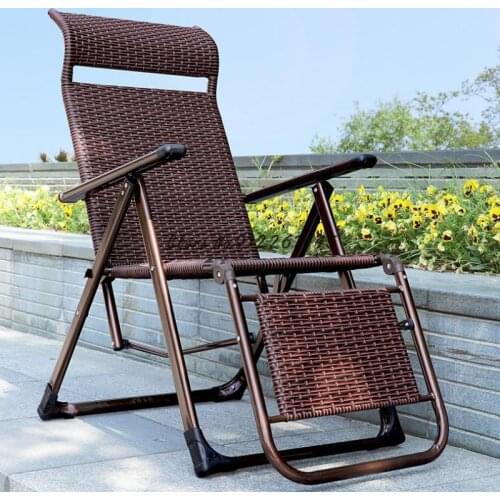 Rattan Lounge Chair Folding Lunch Break Balcony Leisure Chair Lazy Wicker Chair Summer Siesta Siesta Back Chair