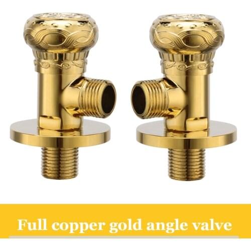Faucet Replacement Parts 1/2" x 1/2" Luxury Gold Brass Bathroom Angle Valve Water Stop Toilet Filling Triangle Valves JF-862K