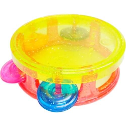 1x 2.3" Transparent E388 TAMBOURINE Child Kids musician Nosie sound Maker Pinata Toys Play Little Birthday Party Favors Gift Kid