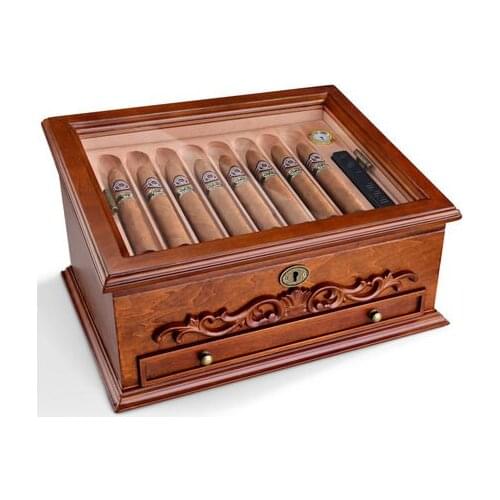 Humidor cigar humidor large-capacity double-layer retro humidifying box humidifying cabinet