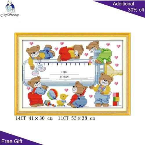Your Gift Little Bear Home Decoration C071 14CT 11CT Counted and Stamped Little Bear Growth Record Cross Stitch Baby Kids Toys