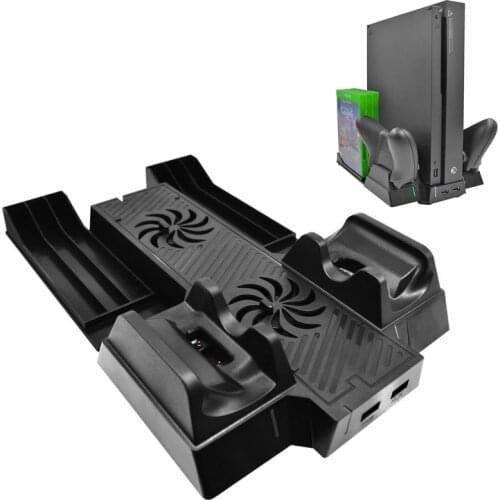 Vertical Cooling Stand Cooler Fan for Xbox One X , Controller Charger with 2 HUB Port Discs Storage for Xbox one X Console ONEX