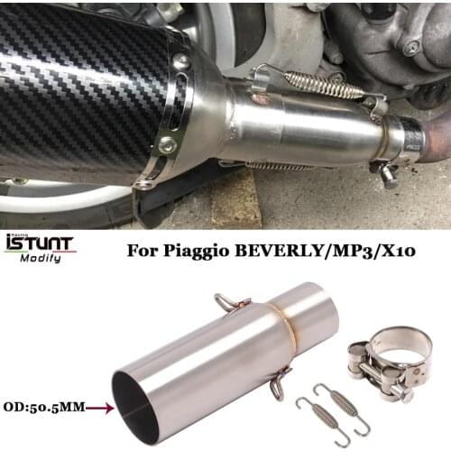 Motorcycle Exhaust Middle Link Pipe Slip-on Escape For Piaggio MP3 125 2008-2014 BEVERLY 125 300 2009-2016 X10 125 2012-2016