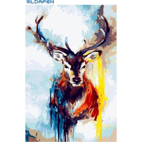 Frameless Christmas Deer Animals DIY Painting By Numbers Kits Handpainted Oil Unique Gift For Home Wall Artwork 40x50cm