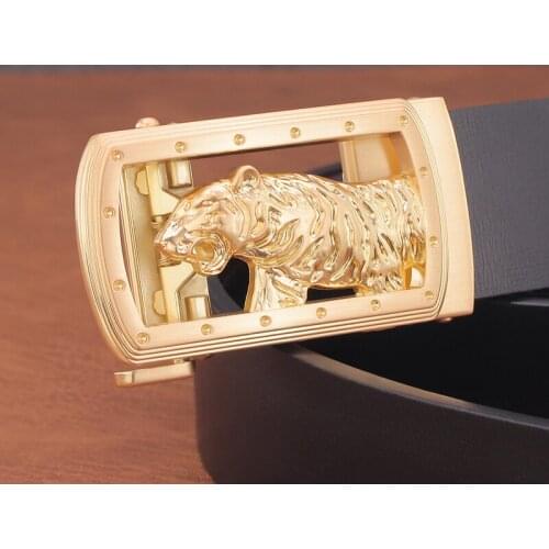 High Quality tiger Automatic Buckle designer belts men luxury leather balck 3.5 Girdle Wide gentleman brand male Waist Strap