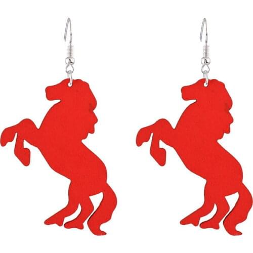 Trim Natural Wooden Galloping Horse Earrings for Women Handmade Wood Animal Jewelry Wholesale