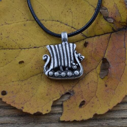 1pcs Norse Viking Dragon Ship necklaces Talisman Odin 's Symbol Boat Charm Necklace