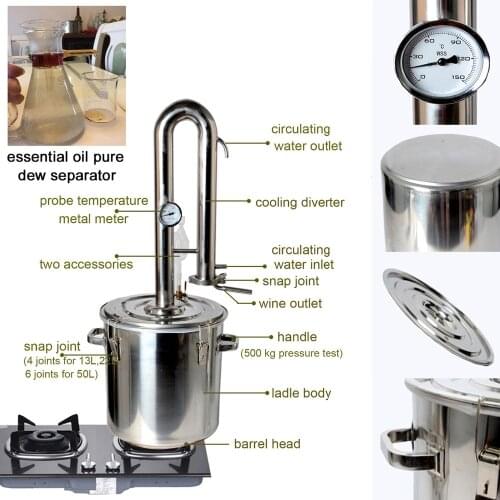 12L-70L New Home Stainless Water Distiller Moonshine Still Brandy Vodka Alcohol White Spirit w/Essential Oil Separator Kits