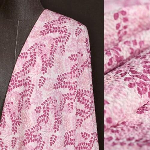 130CM Wide 168G/M Purple Pink Print Bubble Cotton Fabric for Summer Spring Dress Jacket DE1411