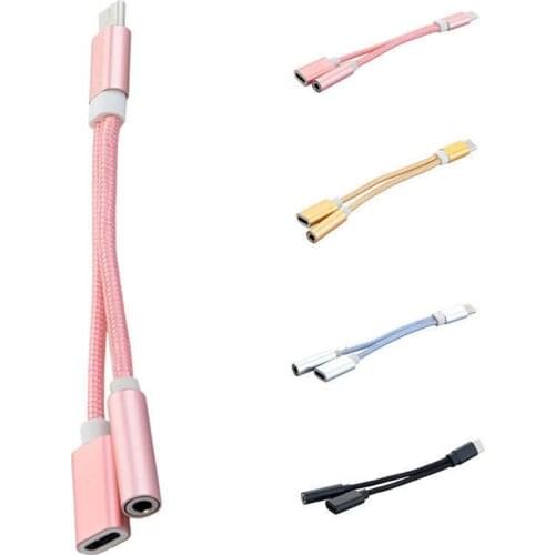 USB C to 3.5mm Jack Audio Adapter Type C Splitter 2 in 1 Aux and Charger Headphone Adapter Cable Mobile Phone Adapters