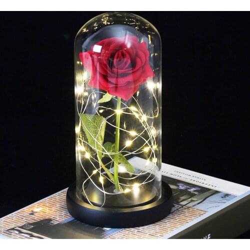 2021 Beauty and Beast Light Galaxy Rose Flower Glass Cover LED Battery Lamp Birthday Valentines Day Gift For Mom Mothers Gift