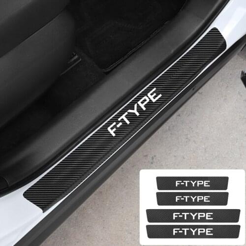 4 Pcs Car Door Sill Carbon Fiber Anti-scratch Stickers For Jaguar X S F XF XE XJ XK XEL XFL XJL XJ6 XJS XKR XFR F-Type F-Pace