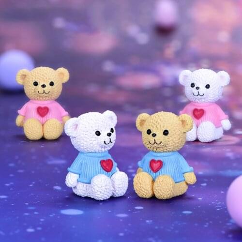 40Pcs/Set New Gifts Crafts Ornaments Cute Plastic Heart Bear Toy Diy Figurines Animal Miniatures Bonsai Decoration Accessories
