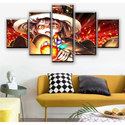 5 Piece Wall Art Canvas Anime Magical Girl Posters Modular Figure Pictures Home Decor Prints Living Room Decoration Paintings