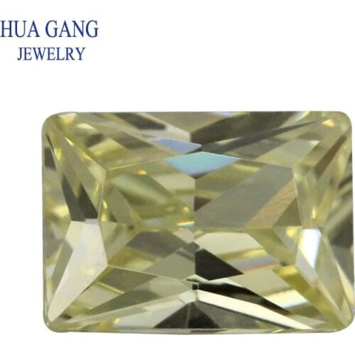 AAAAA Lemon Rectangle Shape Cut Loose CZ Stone Synthetic Gems Cubic Zirconia For Jewelry Size 3x4~13x18mm Free Shipping
