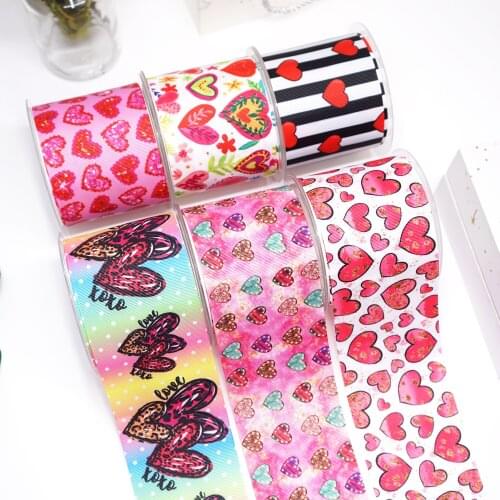 DIY Cartoon Valentines Day Printed Grosgrain Ribbon For Craft Supplies Sewing Accessories 5 Yards. 49569