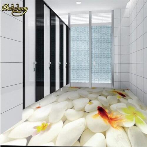 Beibehang goldfish pebbles Custom Photo Floor Wallpaper Living Room Bathroom Floor Mural Paintings PVC Self-adhesive Wall paper