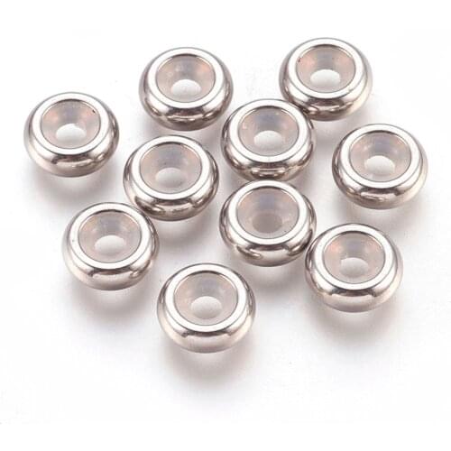 PandaHall 5pcs 10x4mm 304 Stainless Steel Metal Loose Bead Spacers Jewelry accessories Findings