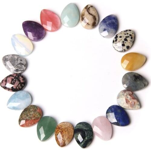 Water Drop Beads Natural Faceted Amazonit Aquamarines Lapis Lazuli Stone Beads Drilled Faceted Beaded For Pendant Jewelry 1-5Pcs