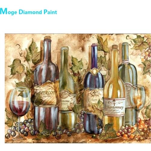 Champagne and Red Wine Bottle Diamond Painting Oil Round Full Drill Nouveaute DIY Mosaic Embroidery 5D Cross Stitch Still Life